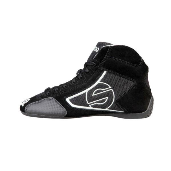 Sparco Yas-Mid Black Racing Shoes Sneakers in Suede Picture1: Designed for ultimate durability and performance, Sparco Yas-Mid Black Shoes is what you’d expect in a competition driving shoes. High laced shoes features a suede upper with the signature Sparco embroidery, the result is a clean-looking shoe with a comfortable fit.