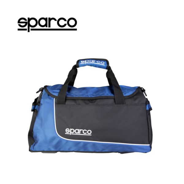 Sparco S6 Blue Travel Bag Picture10: Sparco S6 is a medium-size gym or travel bag with an adjustable and removable shoulder strap with a padded insert, two handles and more. The compact lightweight design has enough room to store your essentials featuring two handles, removable and adjustable shoulder strap with Sparco printed logo.