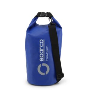 Sparco GTR Blue Waterproof Dry Bag Sack Picture6: Sparco GTR is a Waterproof Dry Bag/Sack for travel, gym or commute on your motorcycle or bike with an adjustable and removable shoulder strap. The compact lightweight design has enough room to store your essentials featuring a handle, removable and adjustable shoulder strap with Sparco printed logo.