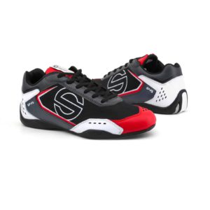 Sparco SP-F5 White/Black/Red Shoes Sneakers in Leather Picture8: Designed for ultimate street durability and performance, Sparco SP-F5 White/Black/Red Shoes is what you’d expect in a competition driving shoes. That is why these shoes/boots feature a thin sole for maximum pedal feel and control. The sole continues up the heel's back to provide a smooth and stable pivoting point for heel-toe shifting. Comfortable shoes/boots that can be used for everyday car and motorbike driving, touring, racing, karting and even sim racing.