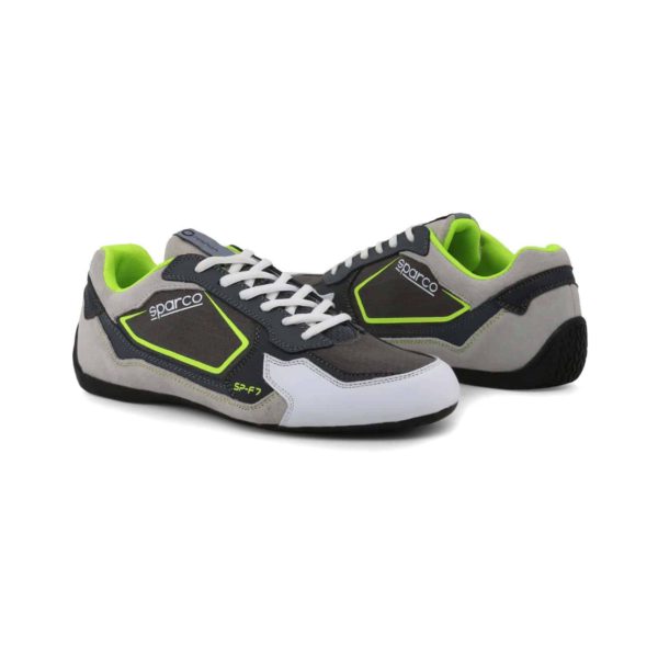 Sparco SP-F7 Grey/Fluorescent Green Shoes Sneakers Picture3: Designed for ultimate street durability and performance, Sparco SP-F7 Grey/Fluorescent Green Shoes is what you’d expect in a competition driving shoes. That is why these shoes/boots feature a thin sole for maximum pedal feel and control. The sole continues up the heel's back to provide a smooth and stable pivoting point for heel-toe shifting. Comfortable shoes/boots that can be used for everyday car and motorbike driving, touring, racing, karting and even sim racing.