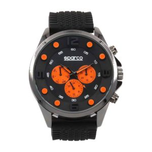 Sparco Fernando Black/Orange Watch Picture11: The sporty Fernando watch from Sparco accompanies you in your everyday life by providing an inimitable racing touch to your look. This model from Sparco is designed to complement differing outfits from sportswear to casual wear. The sporty design with a durable Black strap is sure to impress.